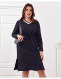 Rochie Plus Size legata in talie, neagra FK569 - Magazin online - Boutique